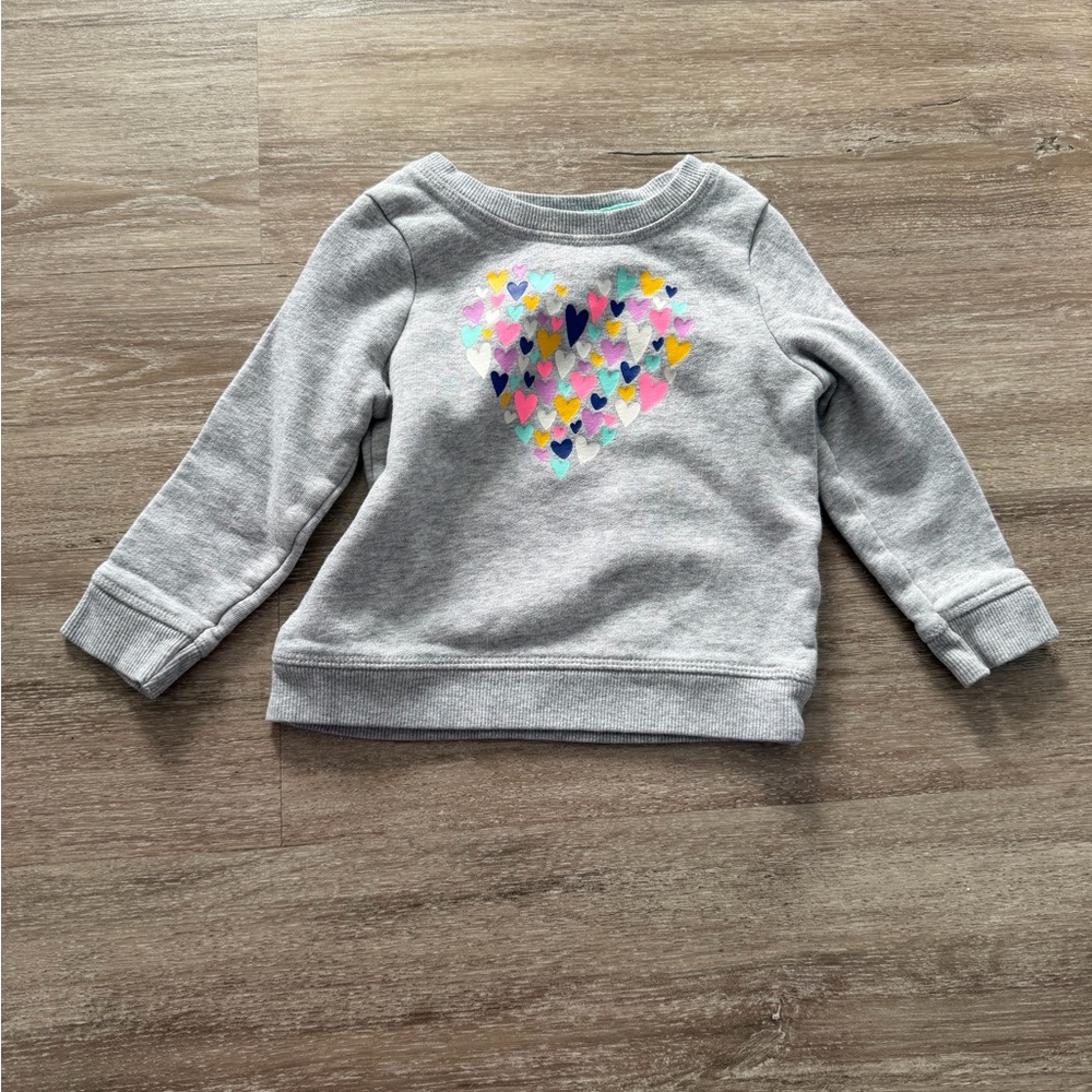 Cat & Jack Gray Sweatshirt with Colorful Heart Design